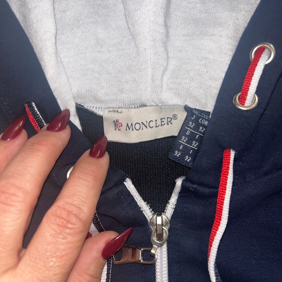 Moncler Kids' Hoodie in Navy and Gray - Picture 5 of 8